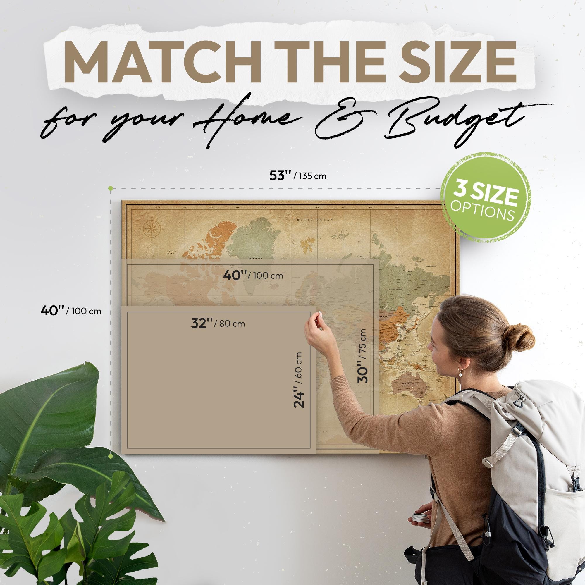 Vintage Style World Map Poster – Personalized Push Pin Travel Art - Etsy