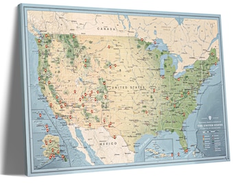 US National Park Map with Pins – Personalized Travel Tracker