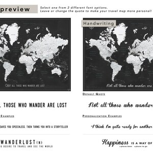 Black and White World Map Pin Board, Push Pin Map of The World, Framed Personalized Travel Tracking Map, Map to Mark Travel Places image 6