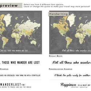 Push Pin Travel Map with Quote World Map canvas Modern Design Various size options image 5
