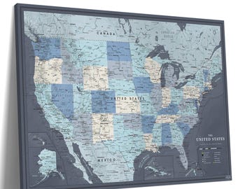 US Push Pin Map – Detailed United States Travel Canvas