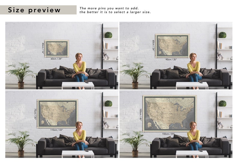 United States push pin map Framed USA pinboard Travel map with pins Pin Adventures image 7