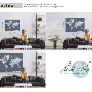 World Map Poster to Track Travels, Personalized Push Pin Travel Map, Personalized Gift, Map of The World Wall Art image 7