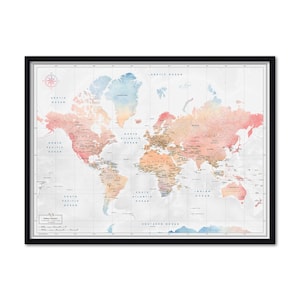 Cotton Candy Weltkarte: Reisetracker mit Gerahmte