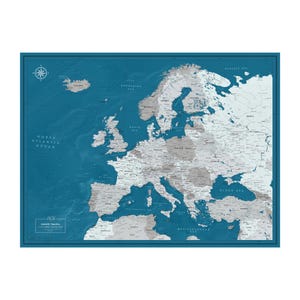 Mapa de viaje de Europa con chinchetas, póster de aventuras personalizado