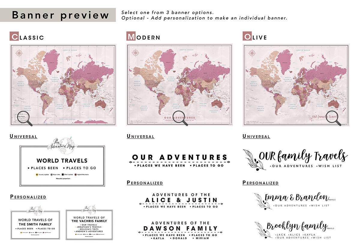 Blush Pink World Map Push Pin Travel Poster – Gift for Women - Etsy Canada