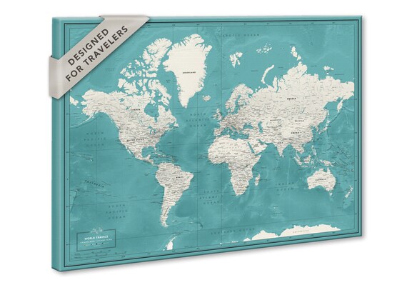 Canvas World Map with Push Pins, Lifetime Warranty
