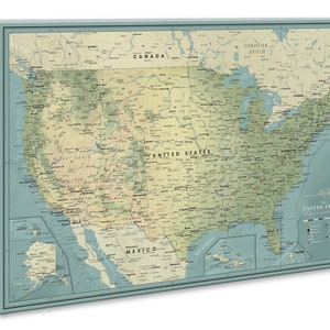 Carte des États-Unis pour les voyageurs - Carte détaillée des États-Unis sur toile - Personnalisation et différentes tailles