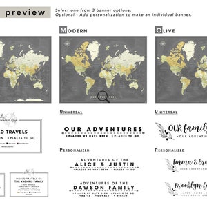 Push Pin Travel Map with Quote World Map canvas Modern Design Various size options image 4