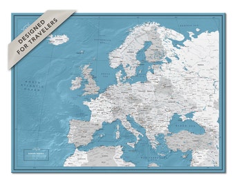 Europe map poster - personalized map of Europe - travel gift | Pin Adventure map