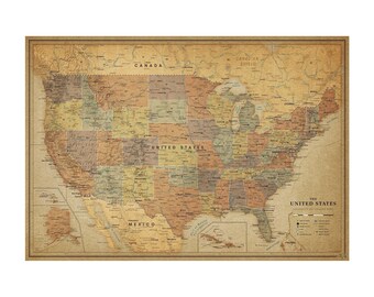 Personalized US Travel Map Print – United States Push Pin Map, Pin Board, 100 Pins, Anniversary Gift
