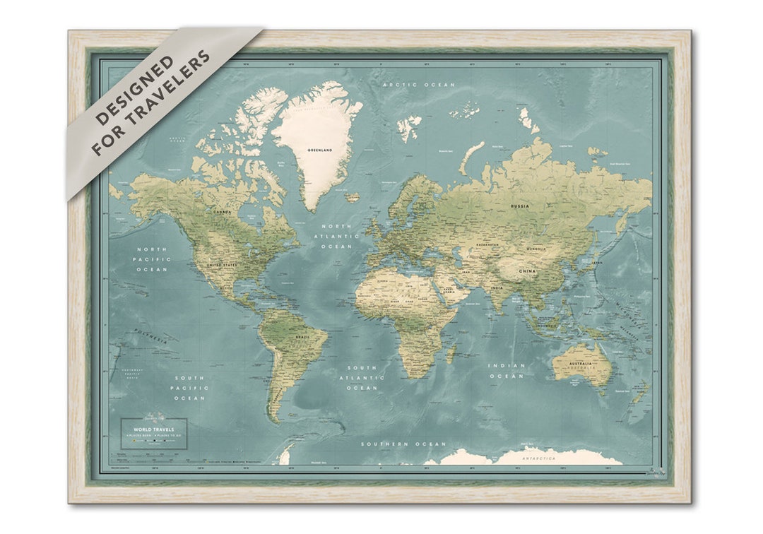 Custom Framed World Map With Push - Il 1080xN.2675563154 B09s