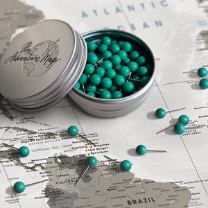 Map push pins Push Pins in various colors with case / Pin on Map, Multi color push pins, Metal / Plastic Pins image 6