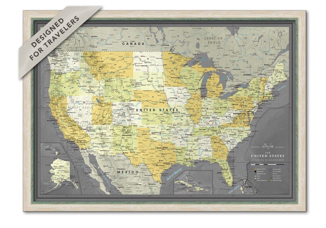 Push Pin Map USA, US Map With Pins, Travel Map Pinboard With ...