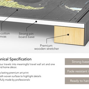 Push Pin Travel Map with Quote World Map canvas Modern Design Various size options image 7