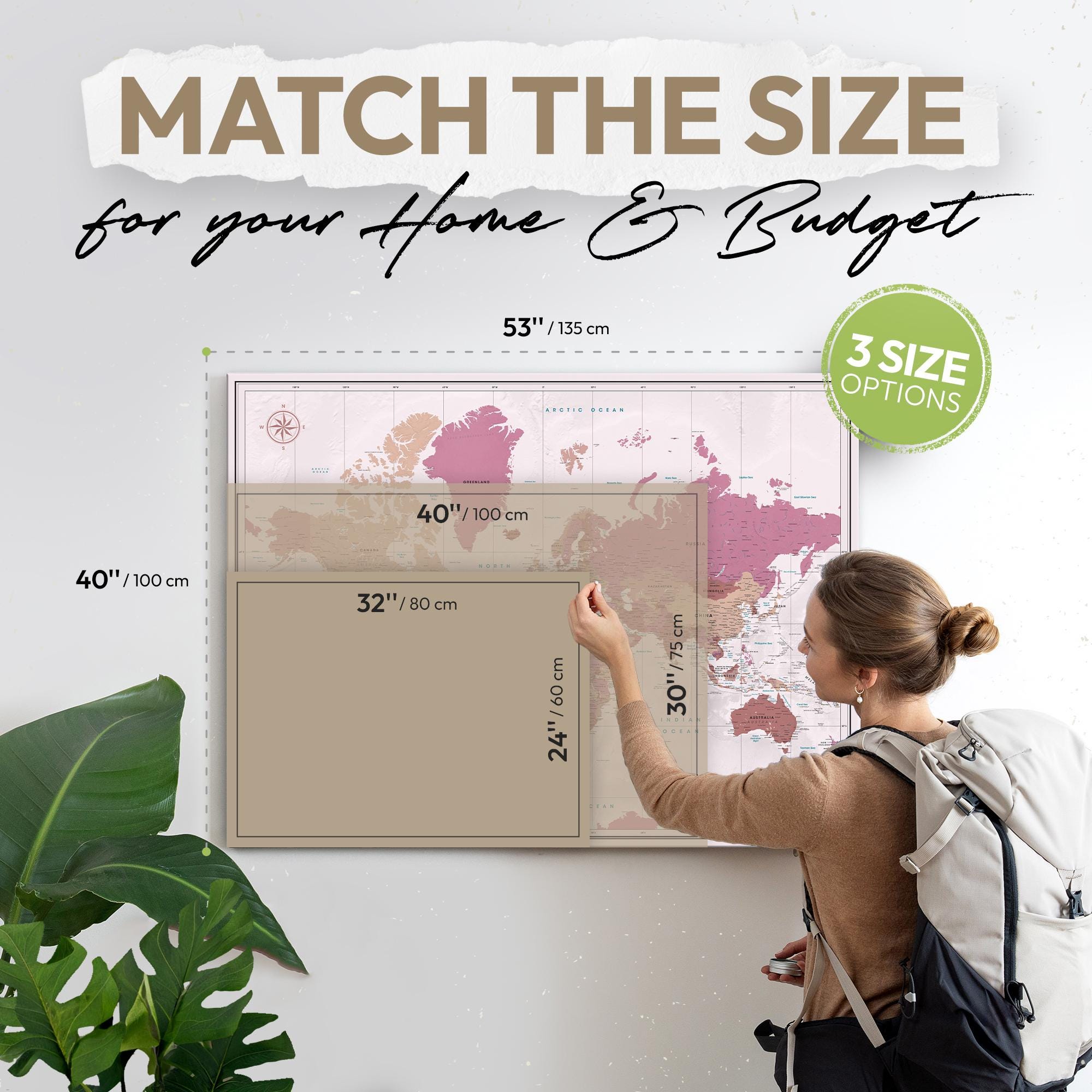 Blush Pink World Map Canvas – Push Pin Travel Adventure Map - Etsy