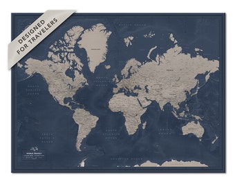 World map poster - Push pin travel map - Anniversary gift - Pinboard with personalization | Pin Adventure map