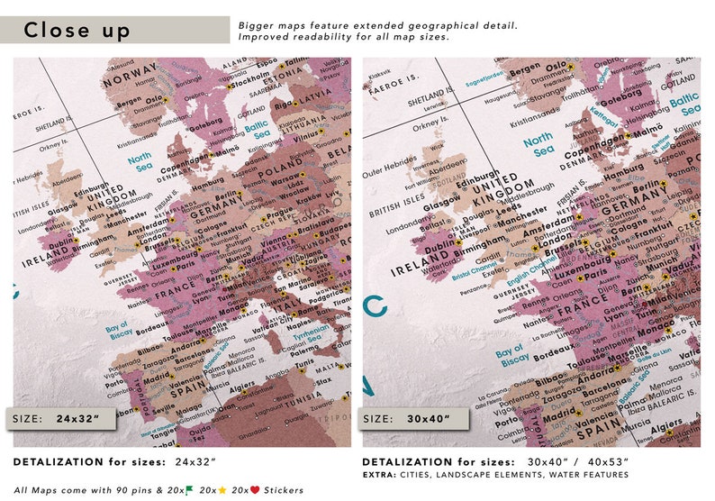 World Map Push Pin Poster Blush Pink Travel Map With Pins Etsy