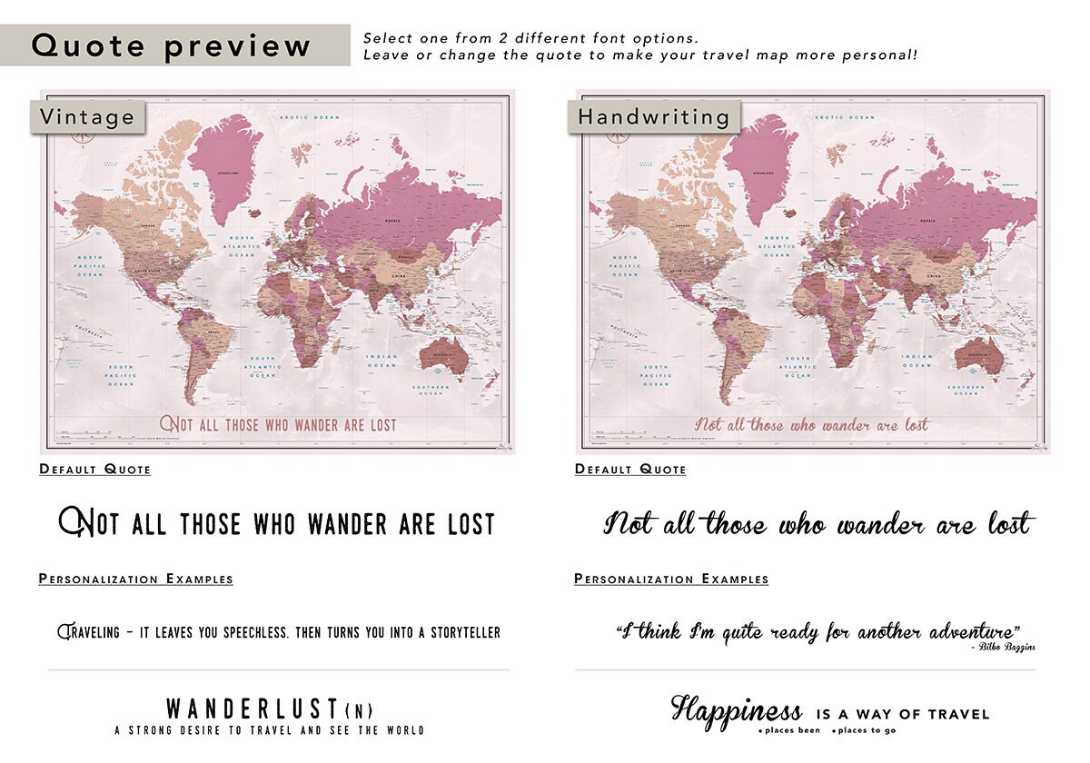 Blush Pink World Map Canvas – Push Pin Travel Adventure Map - Etsy