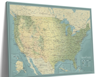 USA Travel Map – Detailed Push Pin Canvas Map (43" x 30")