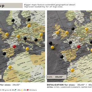 Push Pin Travel Map with Quote World Map canvas Modern Design Various size options image 3