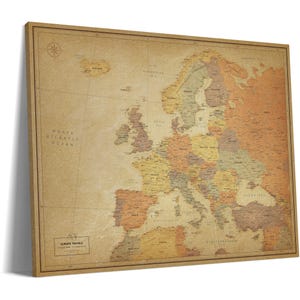Mappa dell'Europa in stile vintage con puntine - Tela da viaggio con puntine