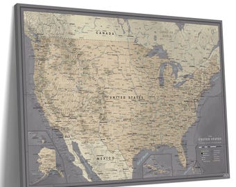 Minimalist US Travel Map on Canvas – Pin Adventure Map