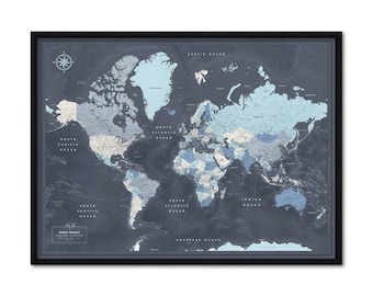 Push pin map of the World, Anniversary gift, Inspirational Travel gift