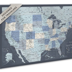 Mappa degli USA per viaggiatori - Mappa dettagliata degli Stati Uniti su tela - Personalizzazione e varie dimensioni