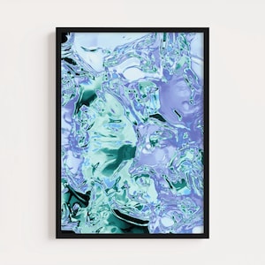 Abstract Metallic Wall Art Print, Chrome Liquid Poster, Modern Living Room Decor, Contemporary Poster Print — Chrome 001