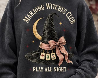 Mahjong Witch PNG, Mahjong Witches Club Halloween Design, Witch Hat Game Night Shirt Graphic, Spooky Sublimation Download