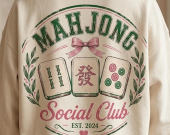 Vintage Mahjong PNG, Mahjong Social Club Design, Retro Game Night Shirt Graphic, Vintage Mahjong Sublimation Download