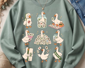 Mahjong Goose PNG, Silly Goose Mahjong Design, Funny Game Night Shirt Graphic, Vintage Goose Sublimation Download