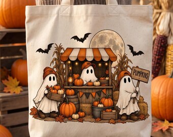 Pumpkin Patch PNG, Ghost Pumpkin Stand Halloween Design, Retro Fall Sublimation Shirt Graphic, Spooky Season Digital Download