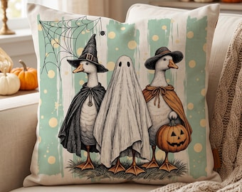 Ghost PNG Halloween Goose Trio, Witch Duck Pumpkin Design, Spooky Season Sublimation Shirt Graphic, Digital Download