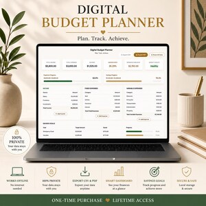 Digital Budget Planner Web App | Editable Personal Finance Tracker | Offline Budget Dashboard | CSV Export | Instant Download
