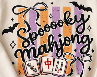 Halloween Mahjong PNG, Spooky Mahjong Design, Spooky Season Game Night Shirt Graphic, Mahjong Sublimation Download