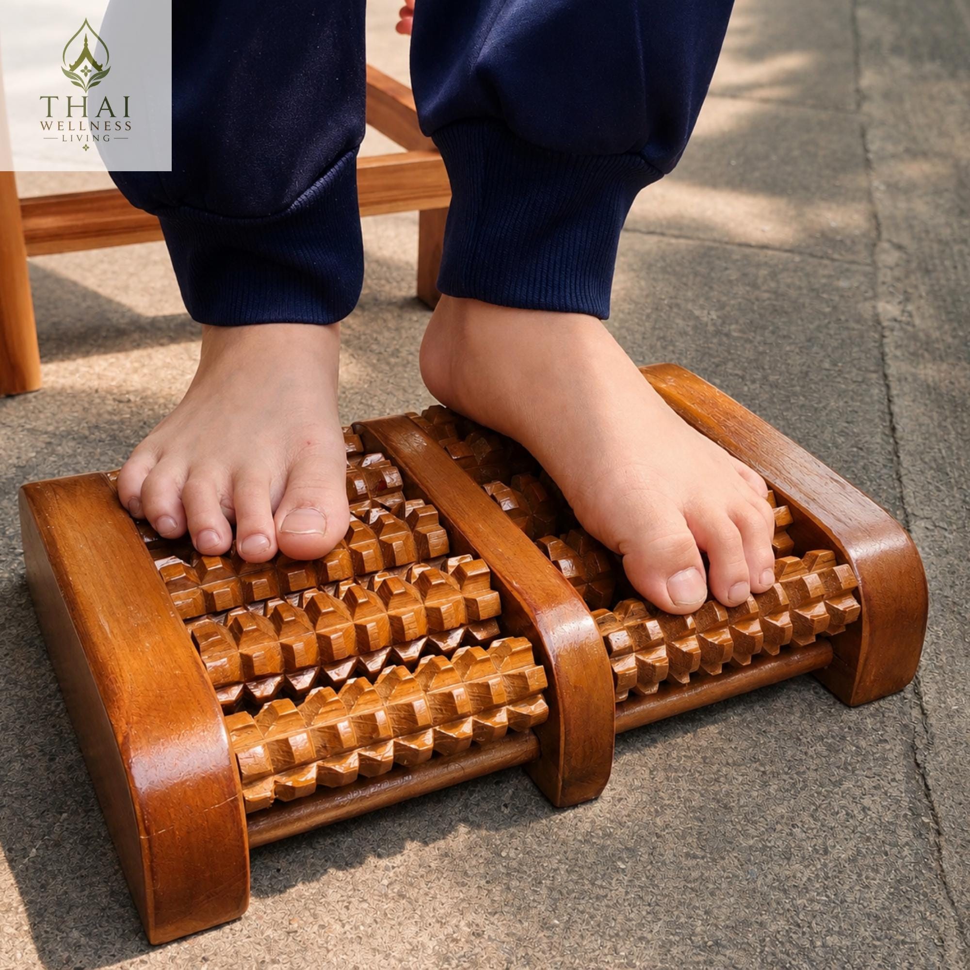 Thai Wooden Foot Massager Roller for Home Spa