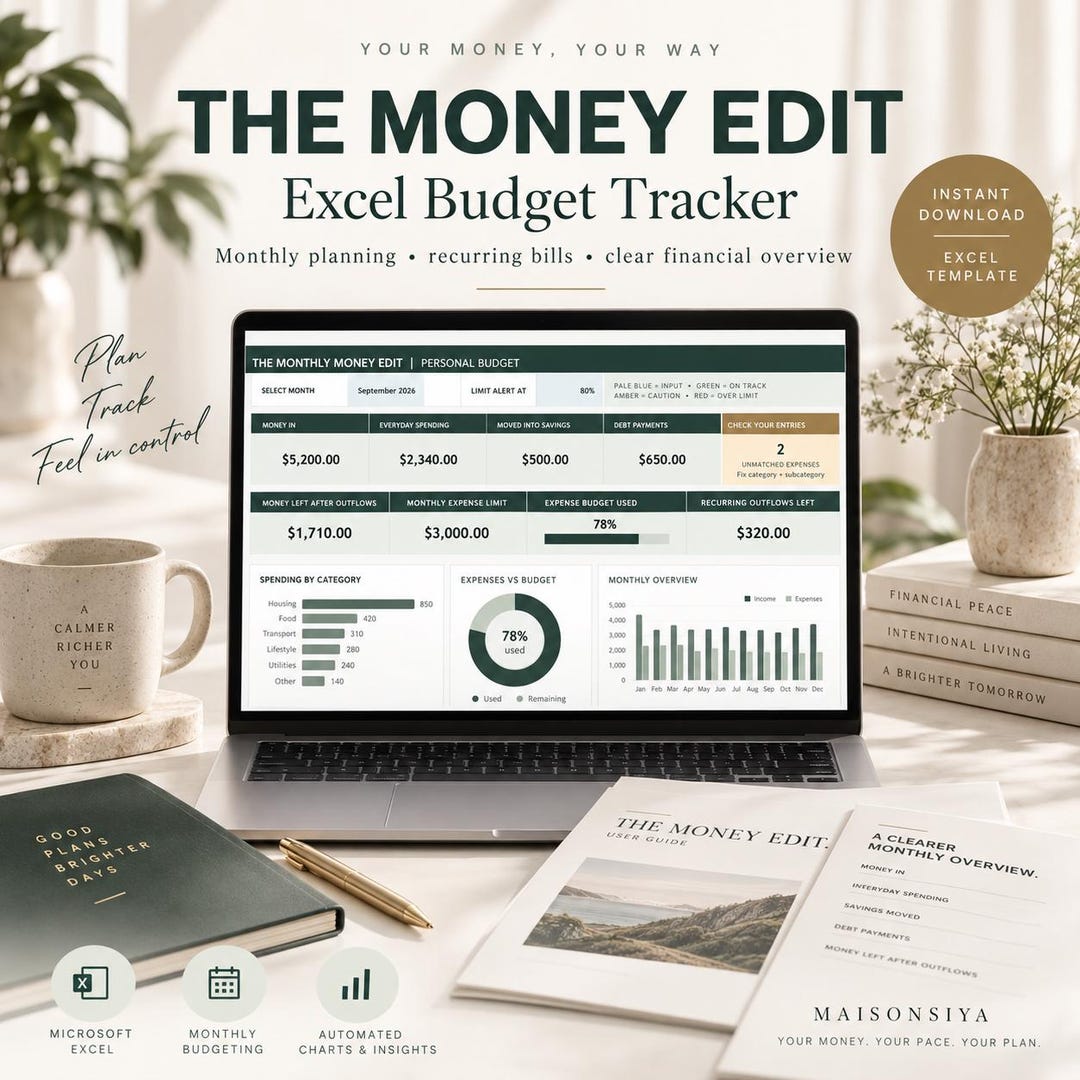 Excel Budget Tracker Monthly Budget Spreadsheet Automated Expense ...