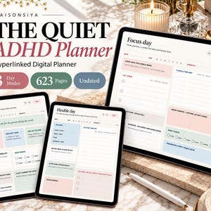 ADHD Digital Planner for Goodnotes iPad Undated Hyperlinked Daily Weekly Monthly Productivity Planner Time Blindness Focus Planner