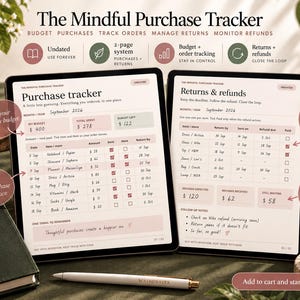 Printable Online Shopping Tracker Purchase Log Budget Planner Return and Refund Tracker Order Tracking Template Digital Download