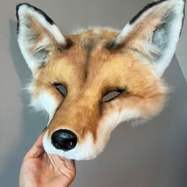 Handmade Fox Therian Mask | Woodland Fox Animal Mask With Ears| Therian Cosplay Costume | Halloween Gift