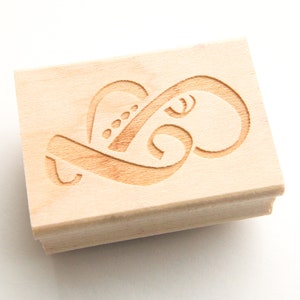Octopus Stamp - Calligraphic Stamp Design - Apogee Octopus - Wood Mounted Rubber Stamp
