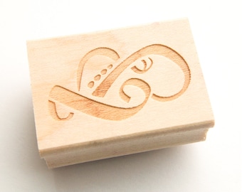 Octopus Stamp - Calligraphic Stamp Design - Apogee Octopus - Wood Mounted Rubber Stamp