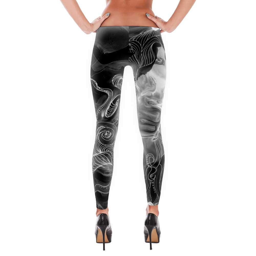 Octopus Abstract Black and White Printed Leggings - Etsy