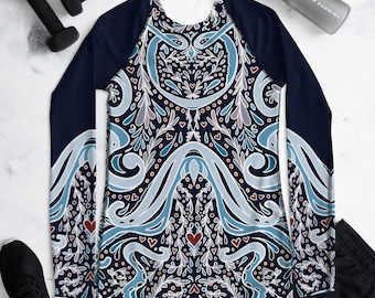 William Morris-Inspired Victorian Octopus Print Octomom Women's Rash Guard