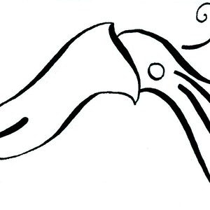 Squid Stamp - Decorative Curlicue Stamp -- Wood Mounted Rubber Stamp