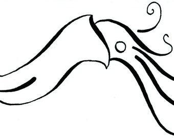 Squid Stamp - Decorative Curlicue Stamp -- Wood Mounted Rubber Stamp