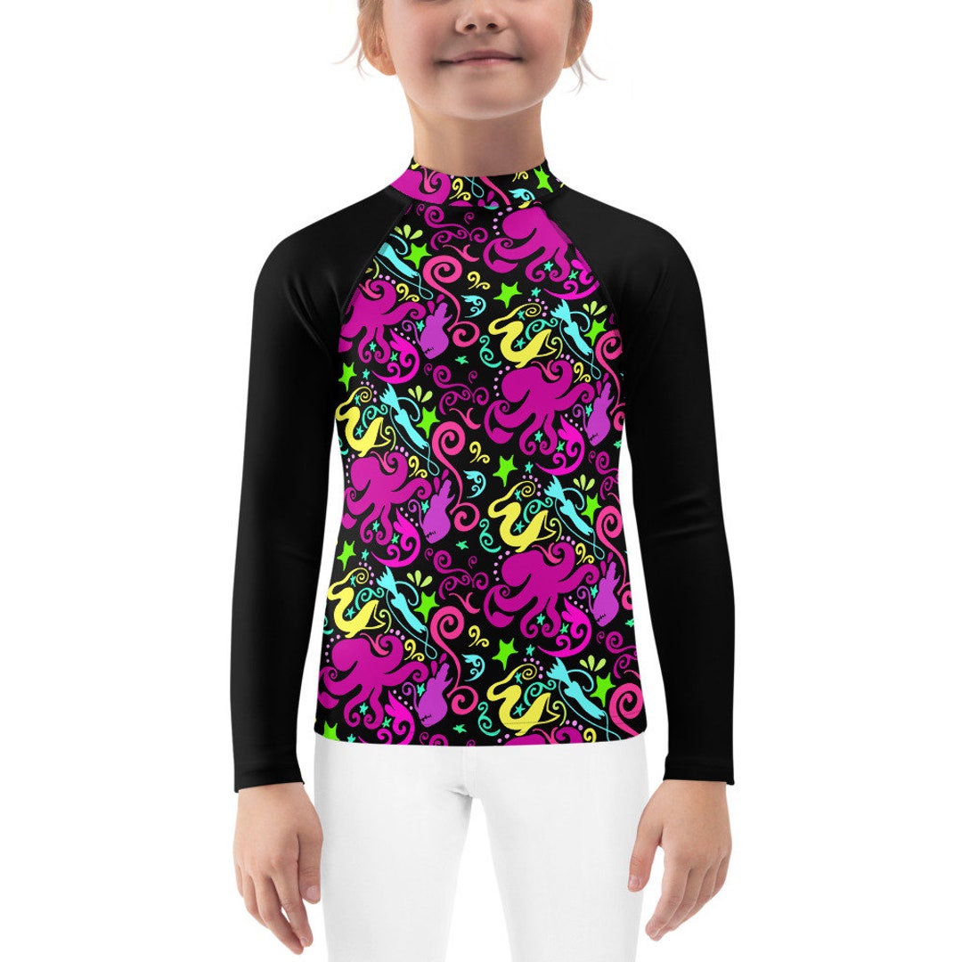 Neon Bathypelagic Zone Print Kids Rash Guard - Etsy