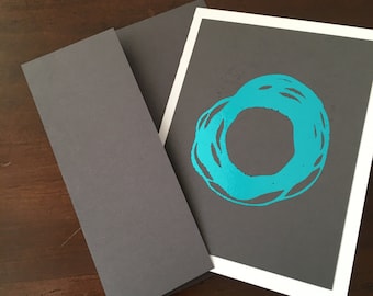 Enso Minimalist Metallic Foil Print Blank Greeting Cards - set of 4 - Grey Cardstock - A2 - 4.25"x5.5"